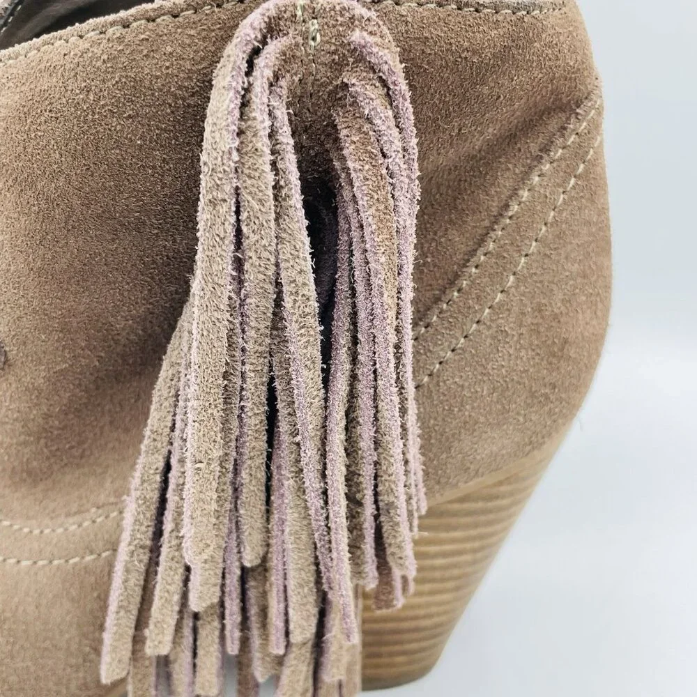 Steve Madden Shoes Womens 7.5 M Brown Suede Leather Cian Bootie Western Fringe